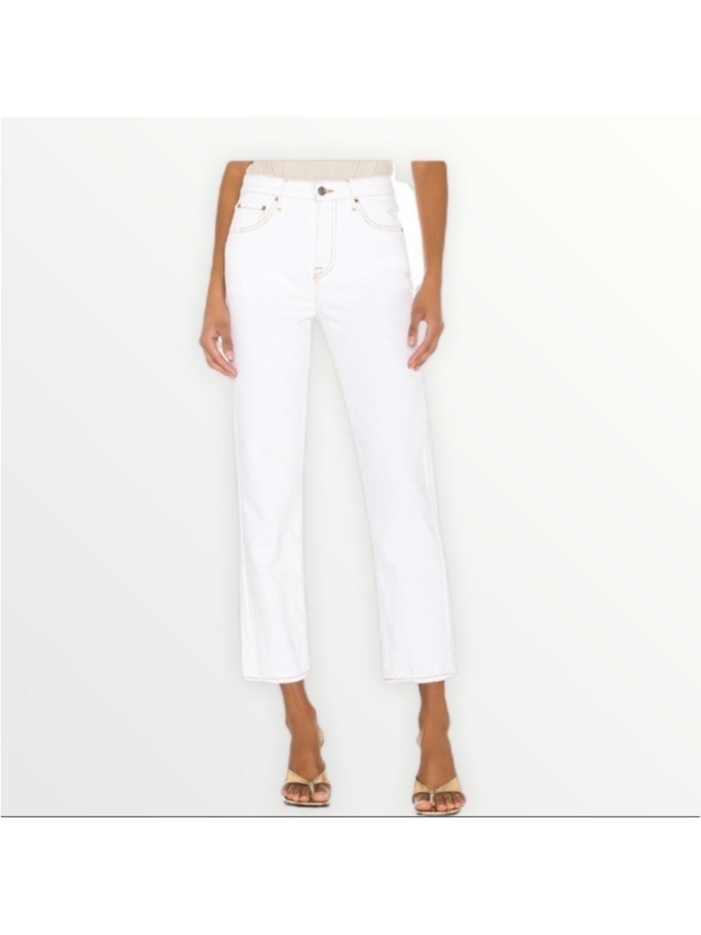 GRLFRND Helena Women's off White Straight Jeans - Button-Fly